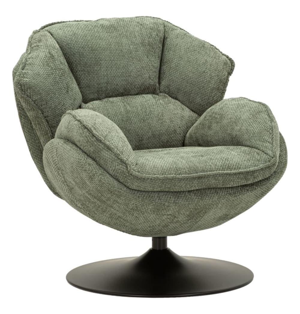 Fauteuil pivotant vert de style rétro 85x80x81 cm