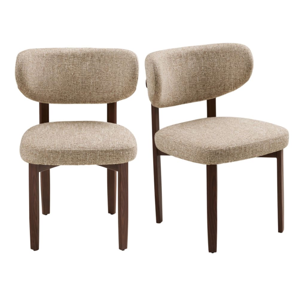 Chaise en tissu beige pied foncé x2 Chaise en tissu beige pied foncé x2