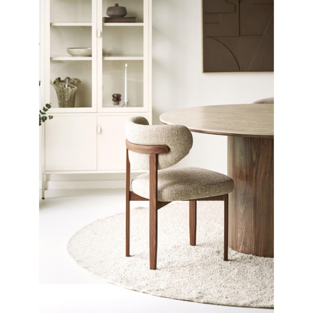 Chaise en tissu beige pied foncé x2