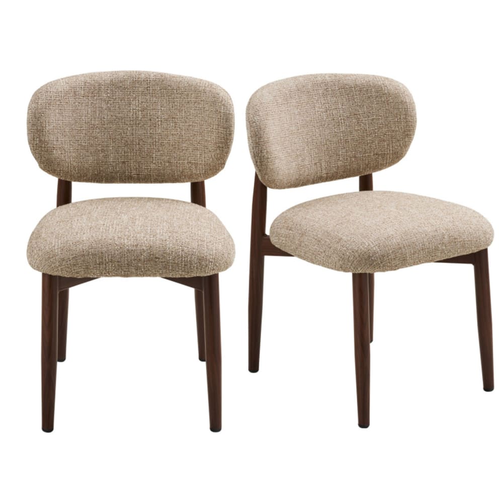 Chaise en tissu beige pied foncé x2 Chaise en tissu beige pied foncé x2