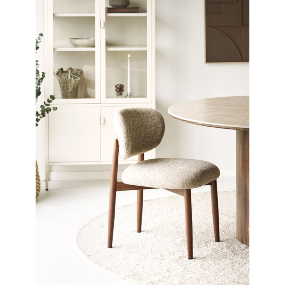 Chaise en tissu beige pied foncé x2