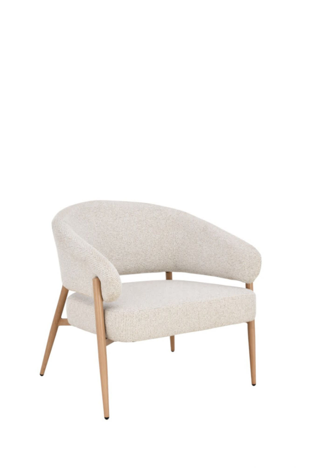 Fauteuil en tissu beige avec piètement finition chêne  76x72cm
