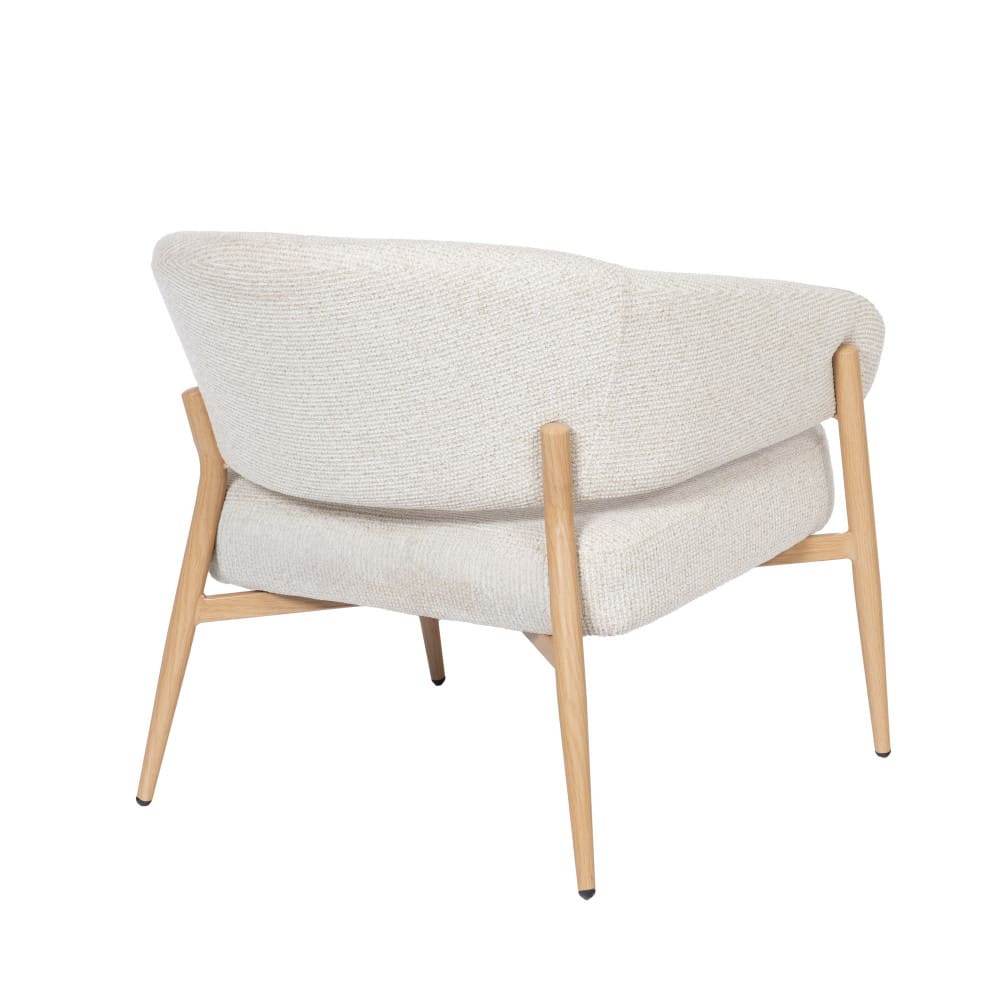 Fauteuil en tissu beige avec piètement finition chêne  76x72cm