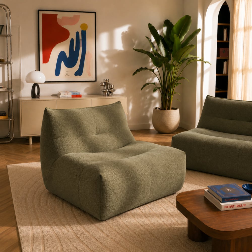 Chauffeuse 1 place tissu vert olive