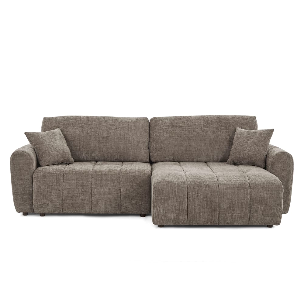 Canapé d'angle convertible en tissu 4 places marron Canapé d'angle convertible en tissu 4 places marron