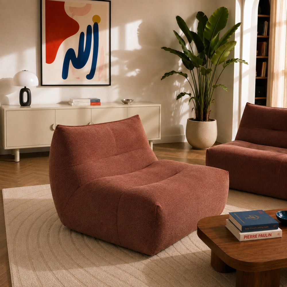 Chauffeuse 1 place tissu bordeaux