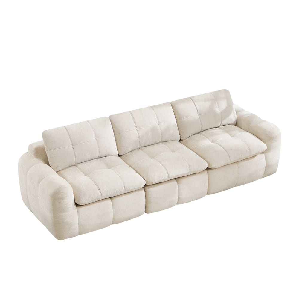 MODFU Modulares 3-Sitzer Sofa Chenille 264x97x68 cm Beige style modern Beige Stoff