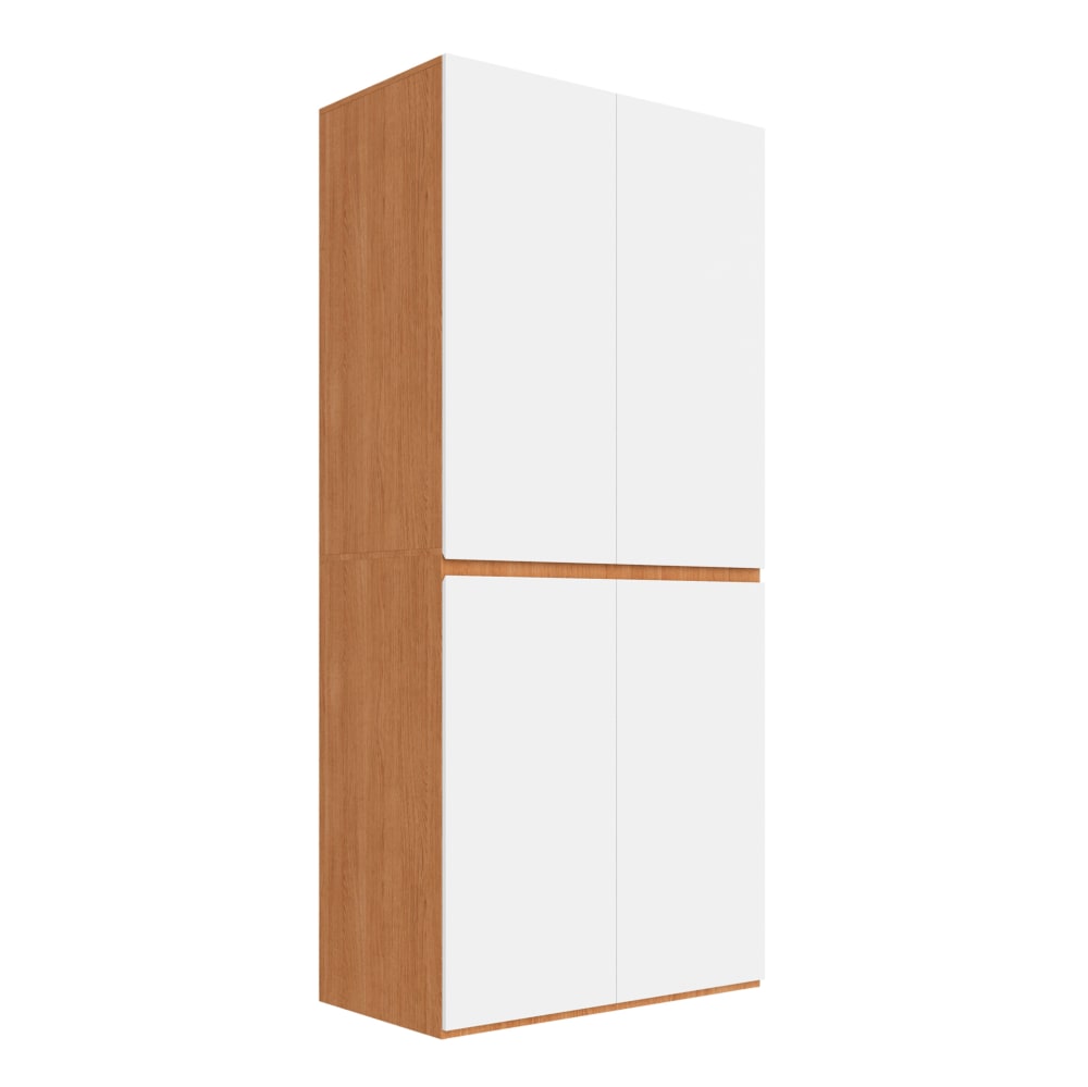 Armoire de 90x50x200 cm avec tiroir à bijoux, 4 portes, blanc