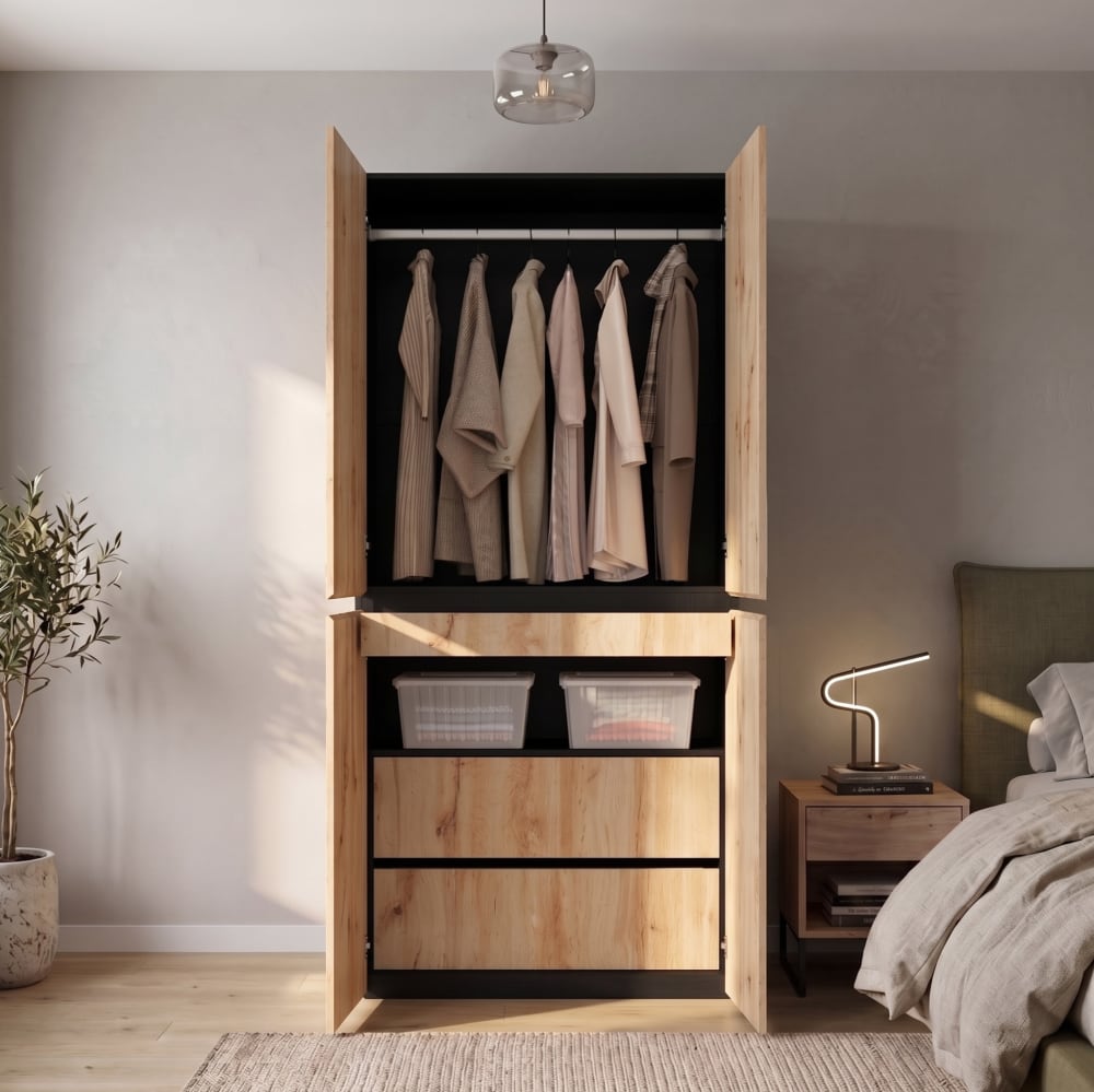 Kleiderschrank mit Schmuckschublade, 3 Schubladen, 90x50x200 cm,