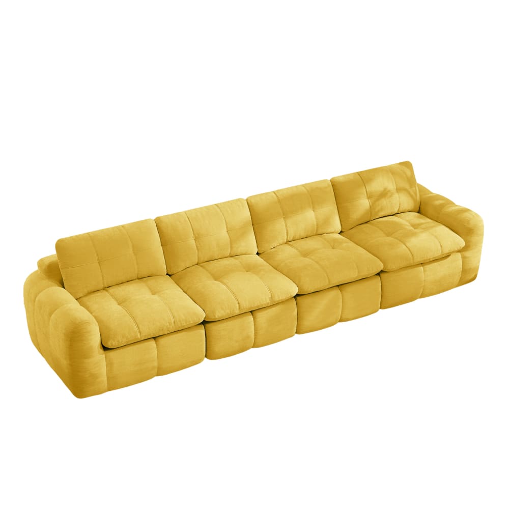 Canapé compressé modulable 4 places 334x97x68 cm en chenille Jaune