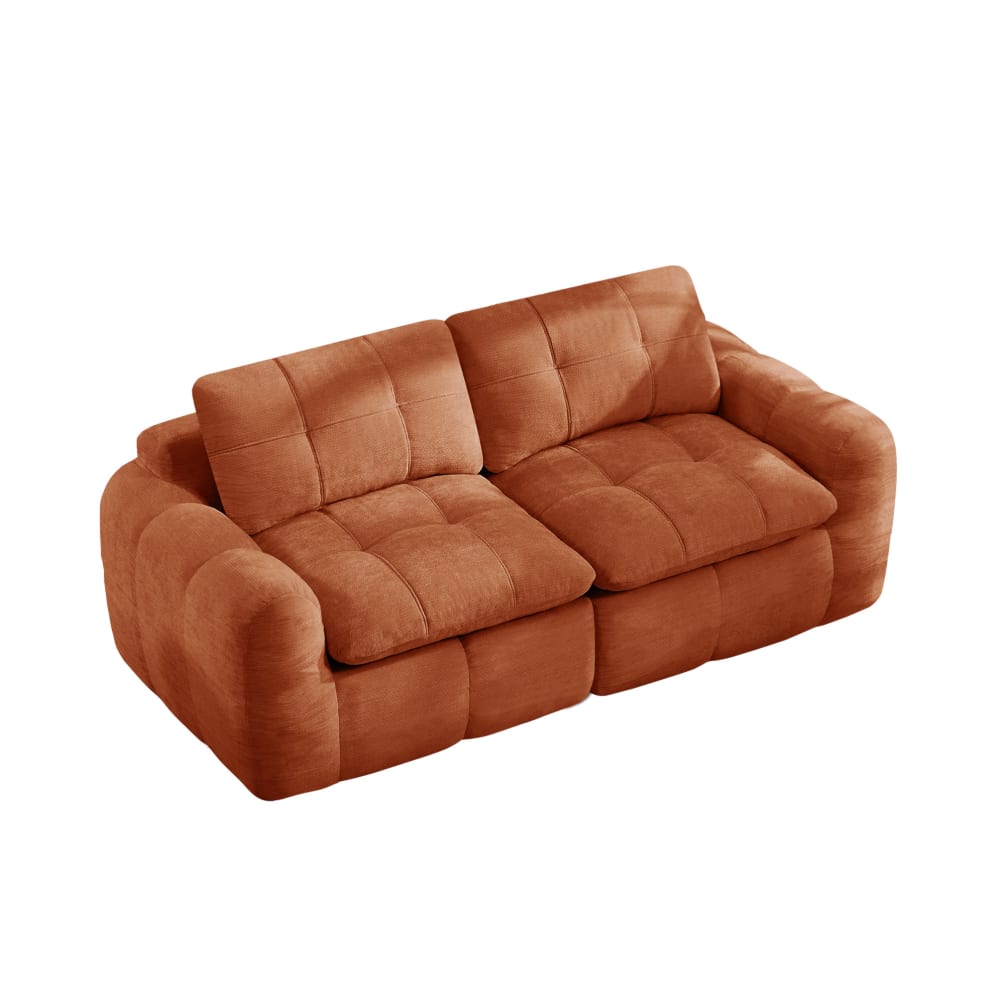 Canapé compressé modulable 2 places en chenille orange 194x97x68 cm