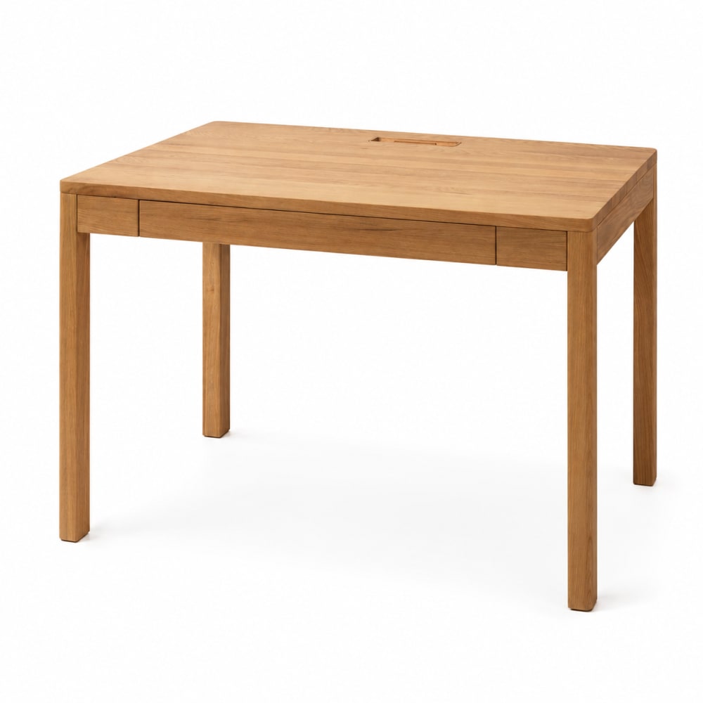 WOODEK Schreibtisch FRANZ aus Eiche und Furnier beige 100 cm, matt lackiert style modern - Holz