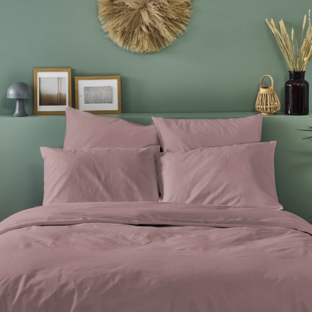 Taie d'oreiller unie en percale de coton lilas 65x65cm — vue 3