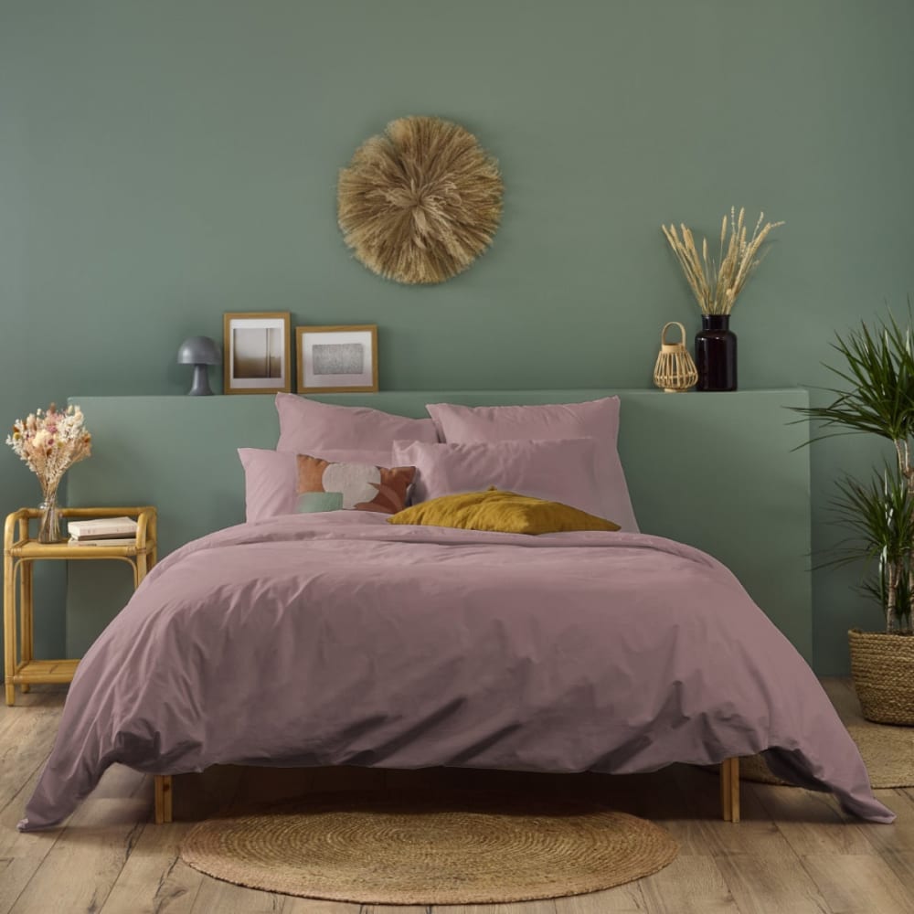 Parure de lit 1 personne coton percale lilas 140x200cm — vue 3