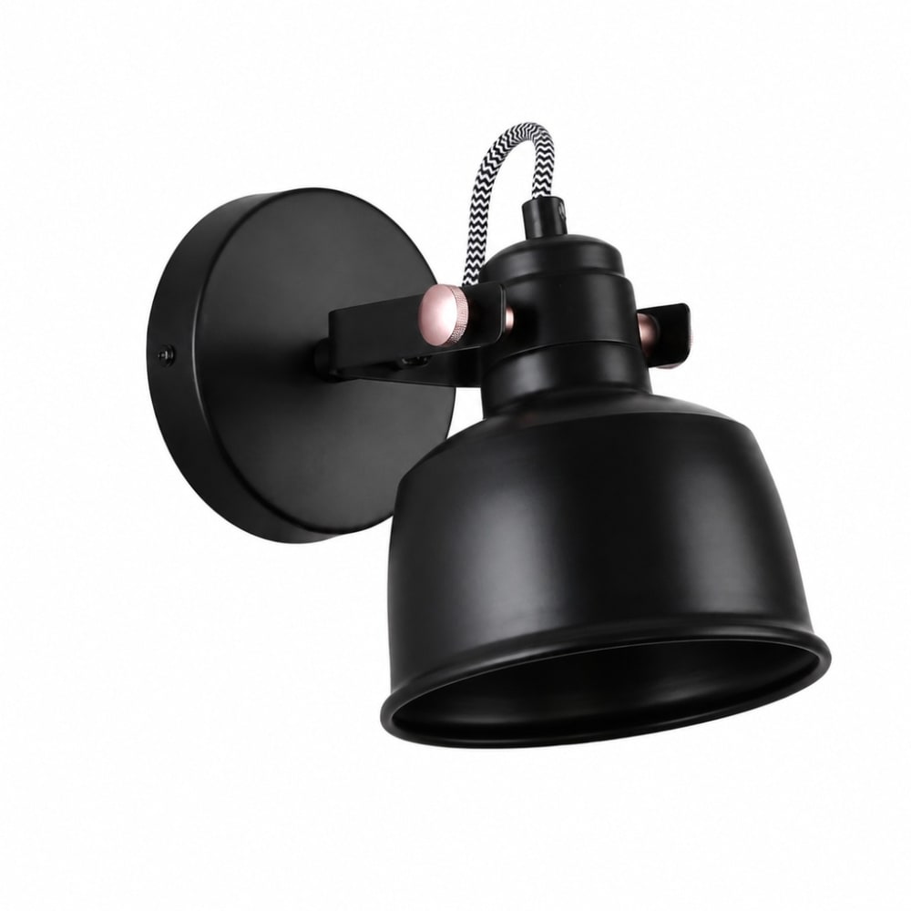 Applique industrielle orientable en métal noir ø15 cm e14