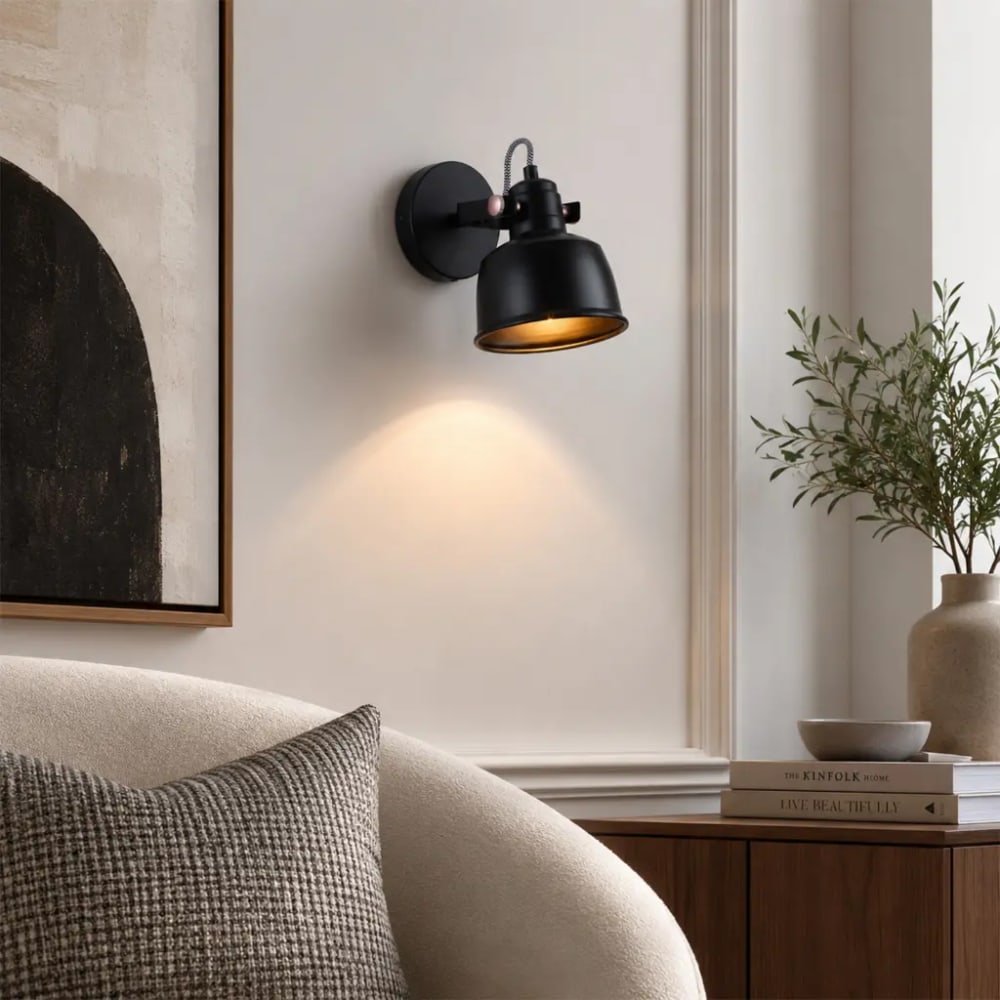 Applique industrielle orientable en métal noir ø15 cm e14 — vue 3