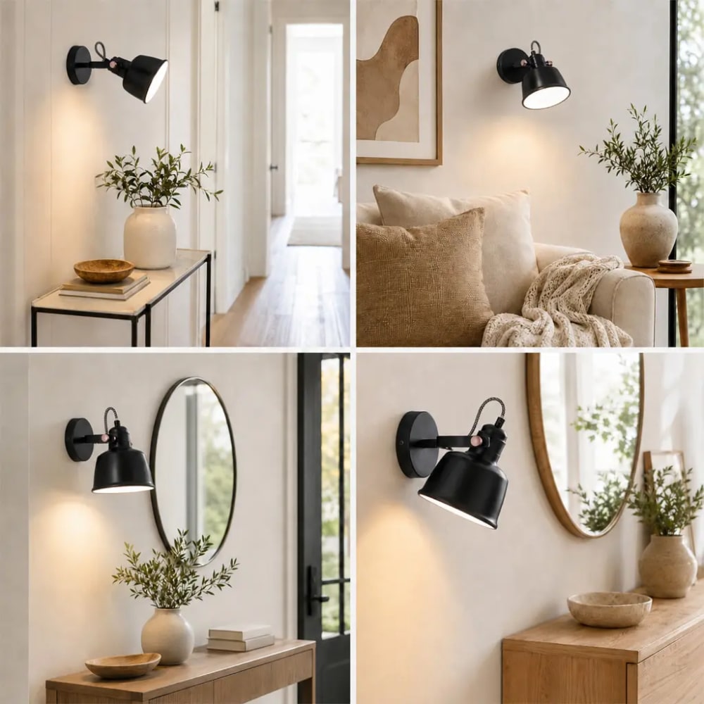 Applique industrielle orientable en métal noir ø15 cm e14 — vue 4