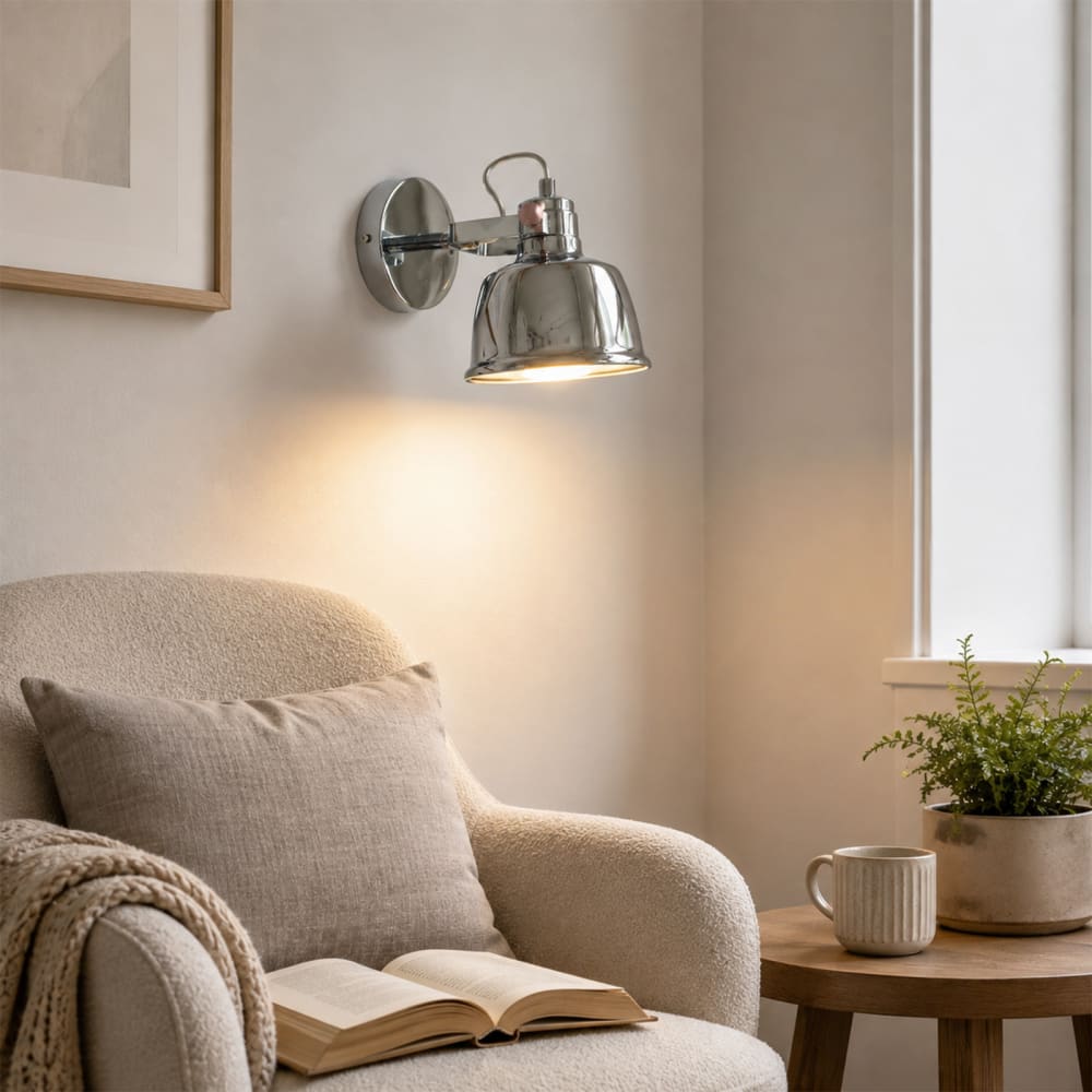 Applique industrielle orientable en métal chromé ø15 cm e14 — vue 3