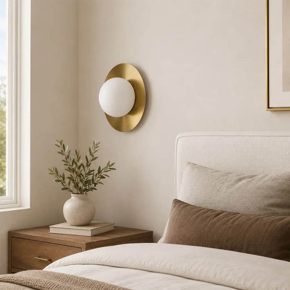 Applique moderne en métal doré et verre blanc ø25 cm e27 — vue 3