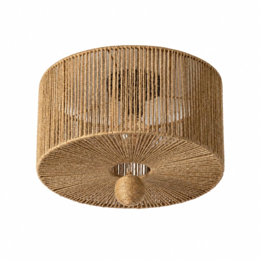 Plafonnier bohème en jute naturel avec boule décorative d40 cm