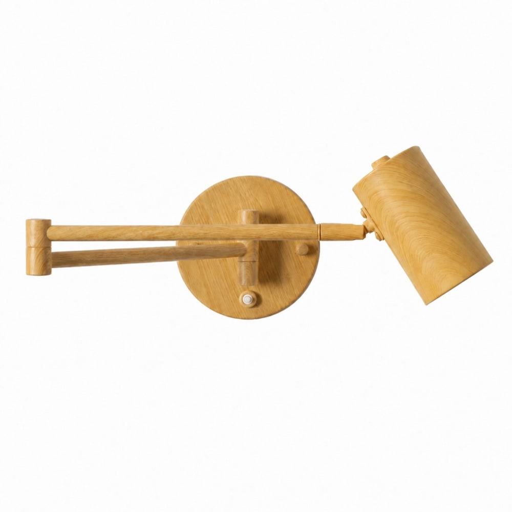 Alpinaluz Ausziehbare Wandleuchte E27 in Holzoptik mit Schalter, 47 cm style modern Gelb Metall