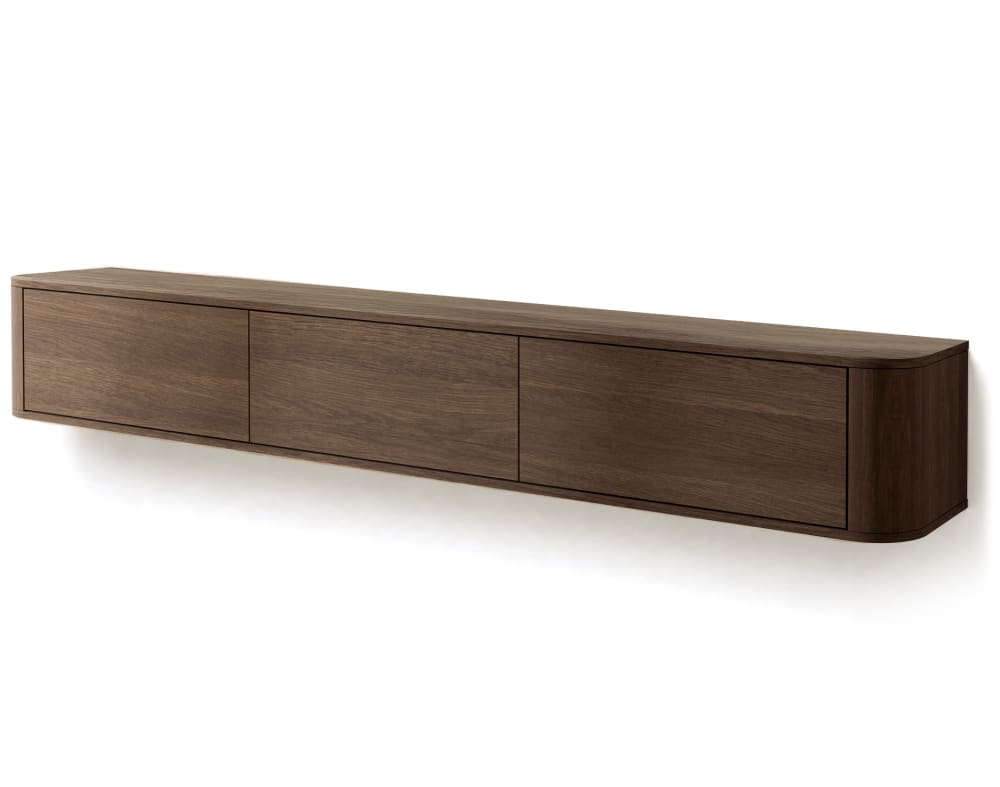 Meuble tv suspendu 200 cm - 3 portes effet noyer Meuble tv suspendu 200 cm - 3 portes effet noyer