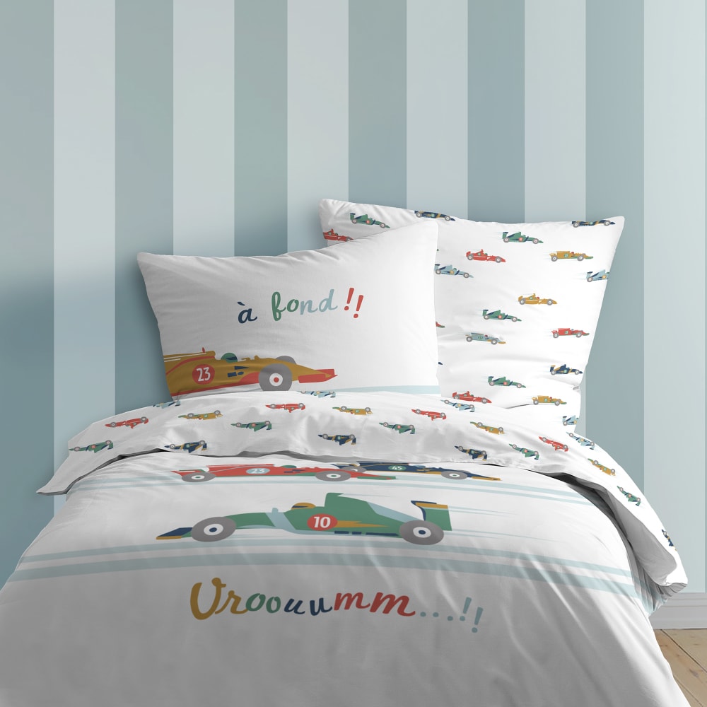 Parure de lit imprimée en coton blanc 140x200+63x63cm Parure de lit imprimée en coton blanc 140x200+63x63cm