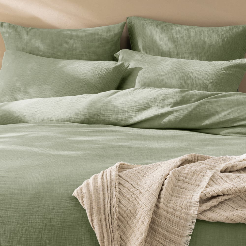 Housse de couette unie en coton pistache 260x240cm — vue 4