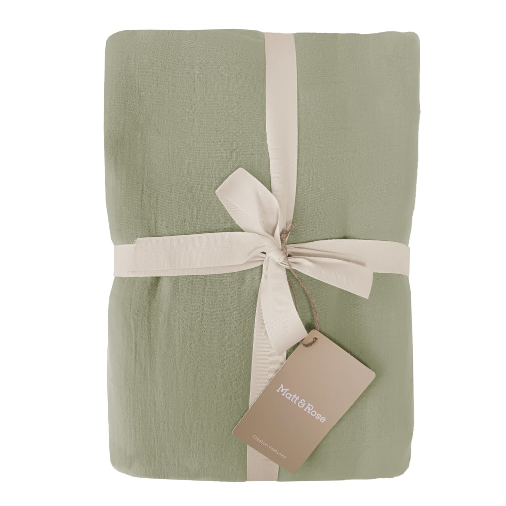 Parure de lit unie en coton pistache 260x240+2x50x70cm — vue 3