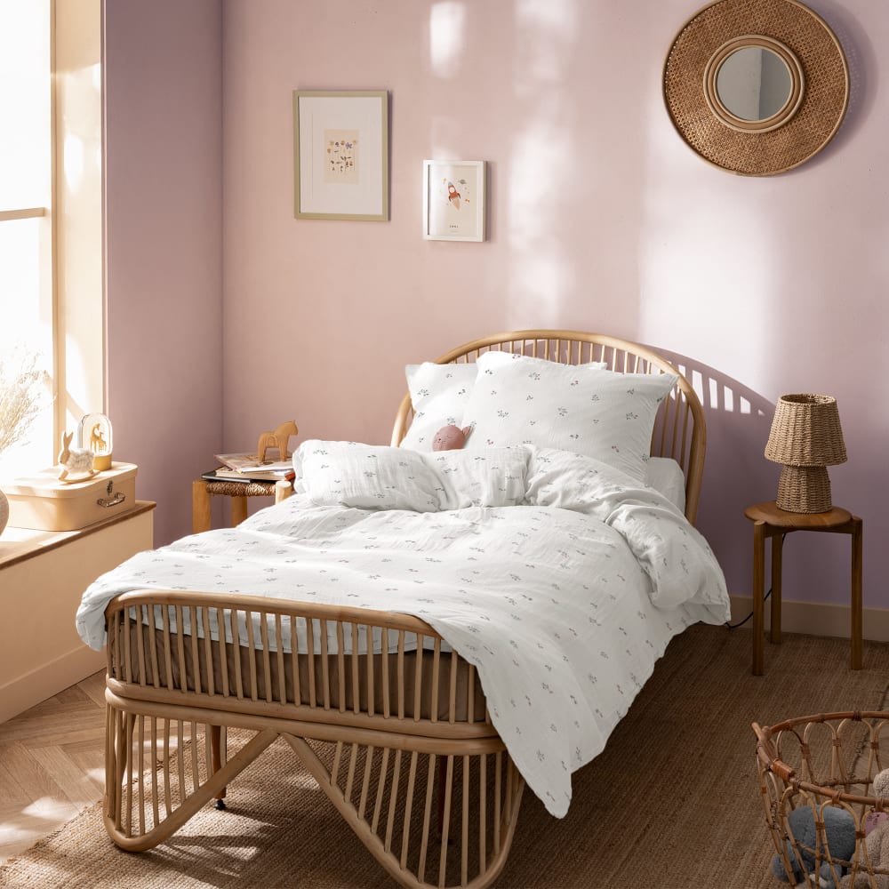 Parure de lit imprimée en gaze de coton blanc 260x240+2x65x65cm — vue 3