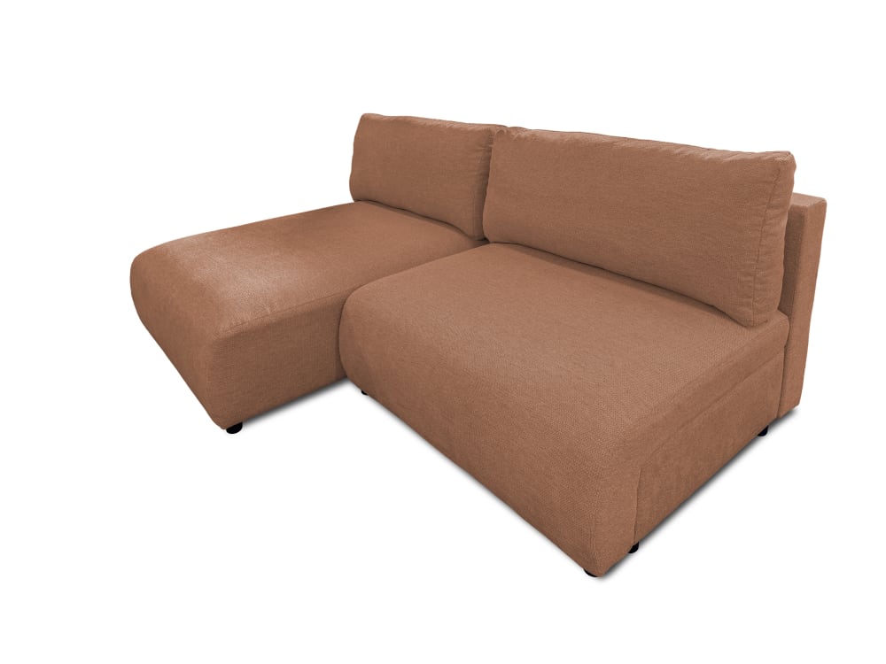 Canapé d’angle avec fonction couchage en tissu structuré