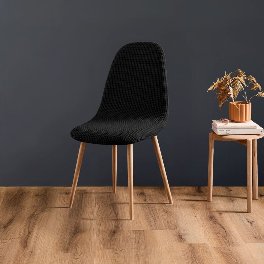 Housse de chaise scandinave extensible gaufré coloris noir