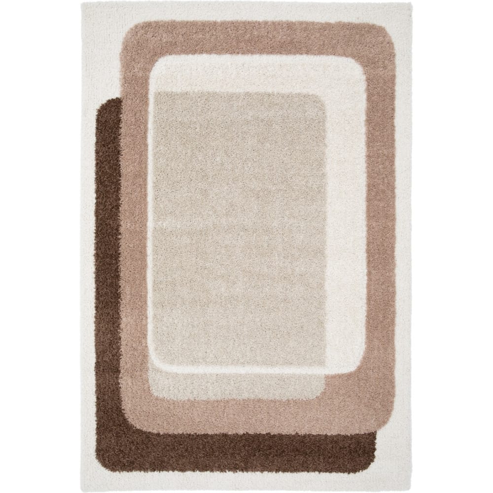 Tapis shaggy doux graphique beige et marron 120x170