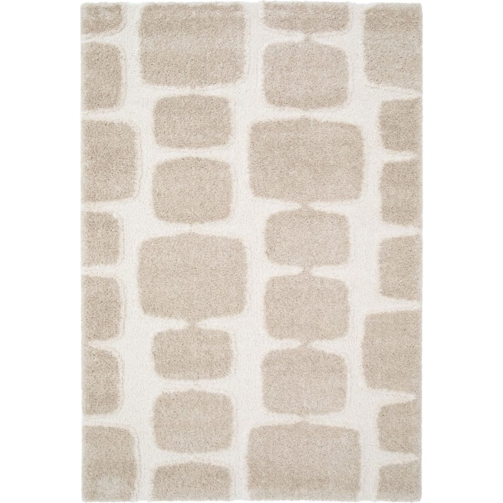 Tapis shaggy doux à relief graphique beige crème 120x170