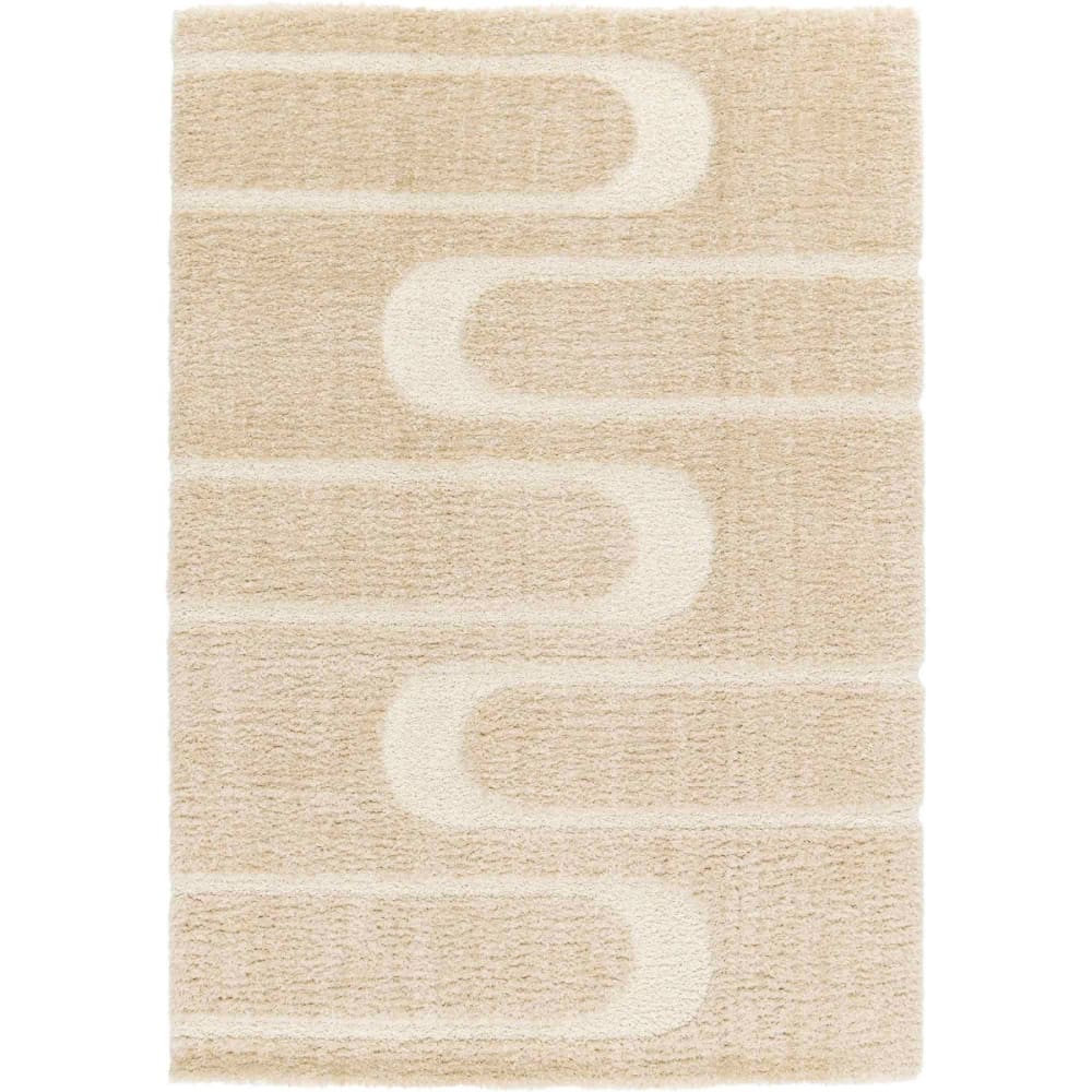Tapis shaggy doux à relief géométrique beige 120x170