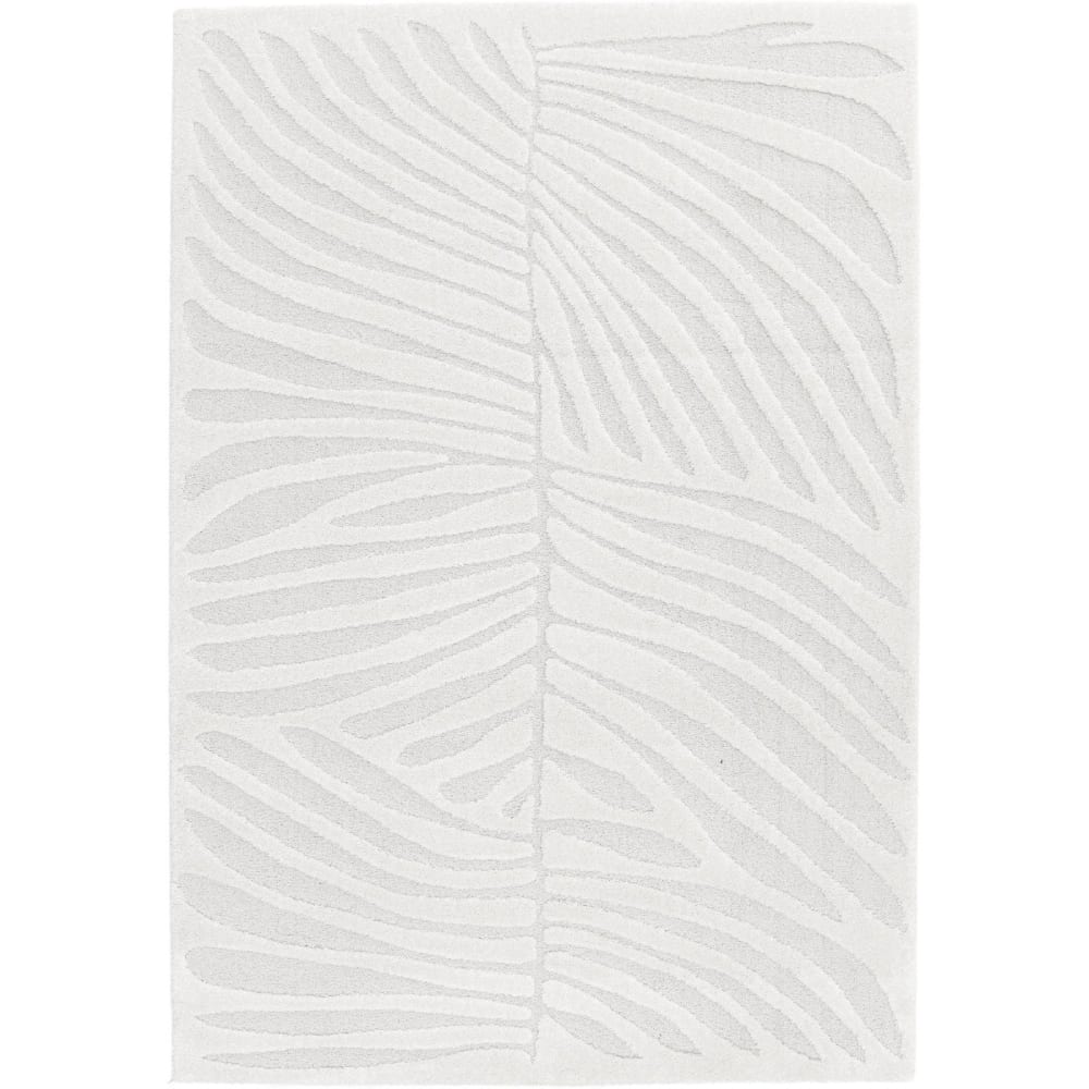 Tapis doux moderne motif feuilles en relief blanc 160x230