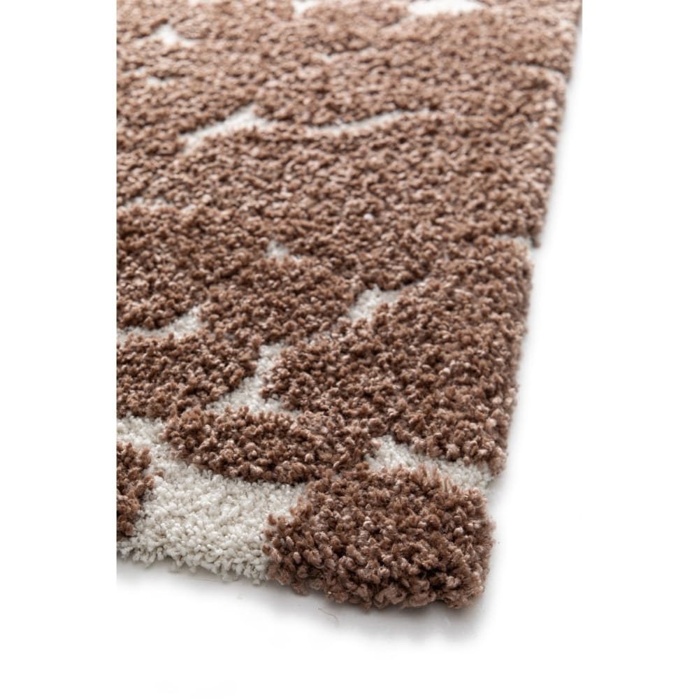 Tapis shaggy doux motif galets marron et écru 160x230 — vue 4