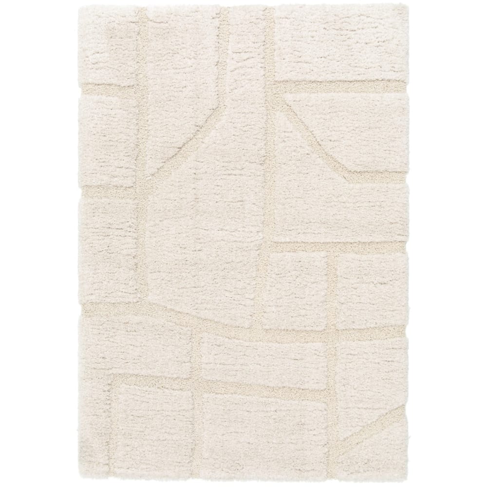 Tapis shaggy doux à relief graphique crème 160x230