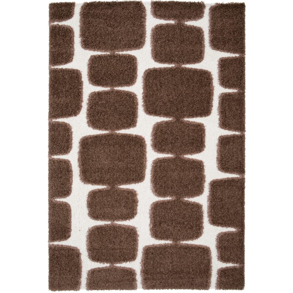 Tapis shaggy doux à relief graphique marron écru 120x170