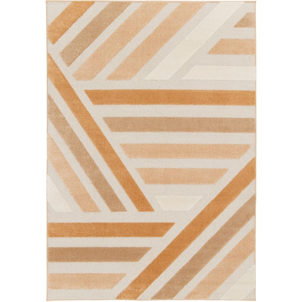 Tapis doux à relief graphique moderne orange 160x230