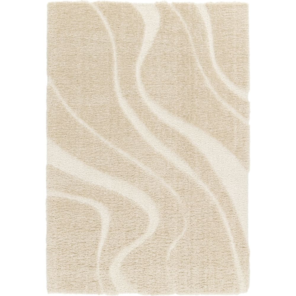 Tapis shaggy doux à relief graphique beige 160x230
