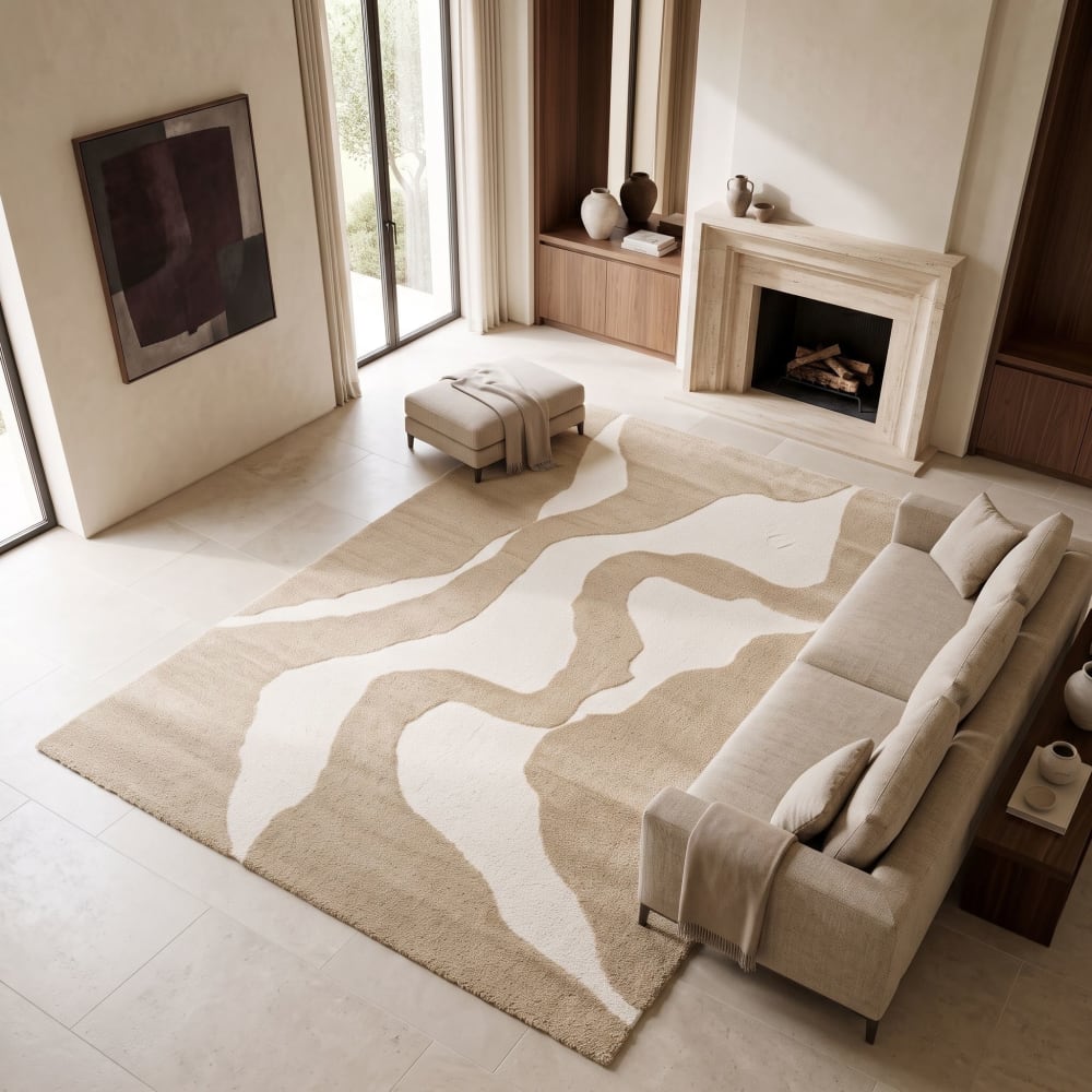 Tapis à reliefs doux à relief géométrique beige 160x230
