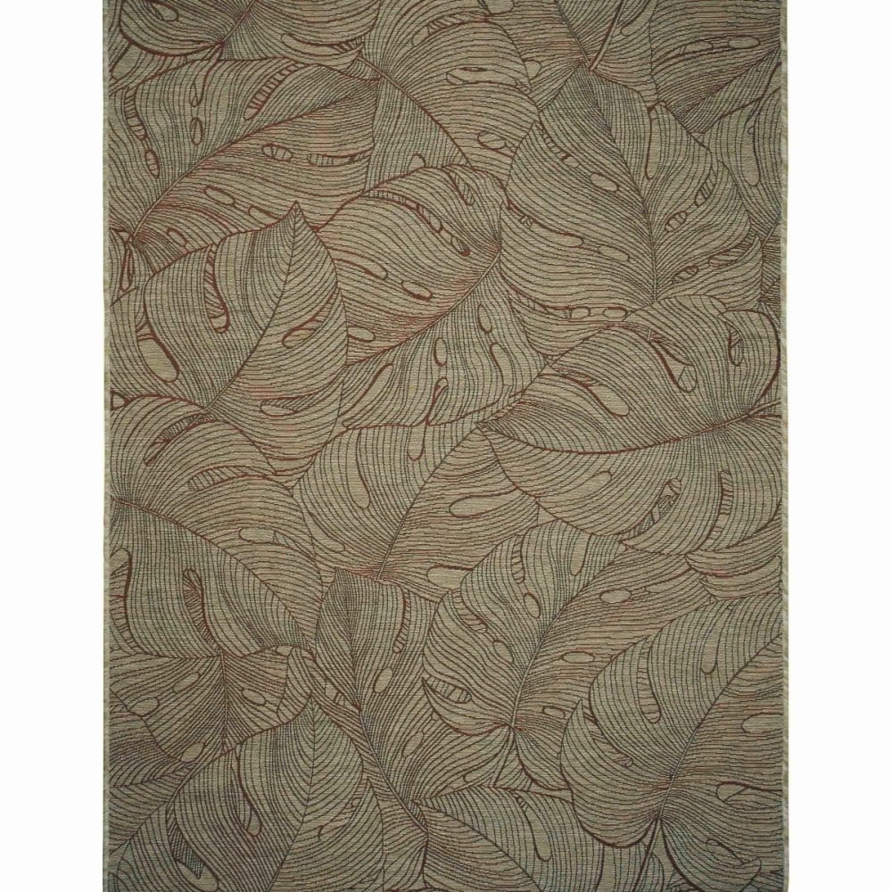 Tapis extérieur intérieur beige bordeaux motif feuillage 160x230