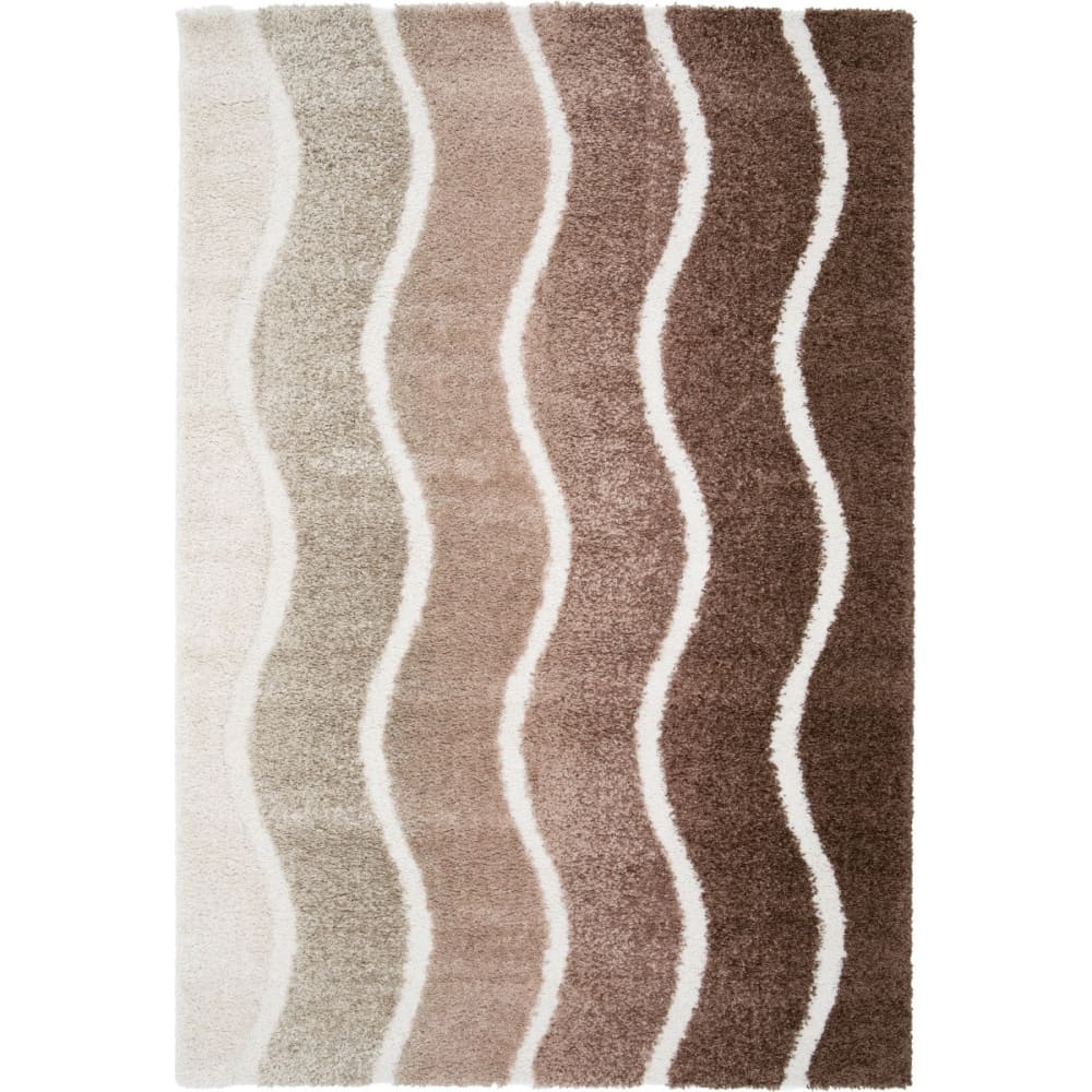 Tapis shaggy doux à motif ondulé marron beige 160x230