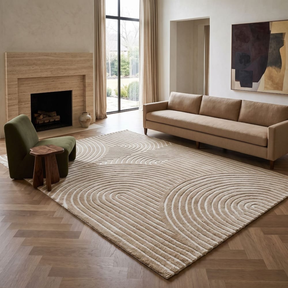 Tapis à relief géométrique doux beige 120x170 — vue 3
