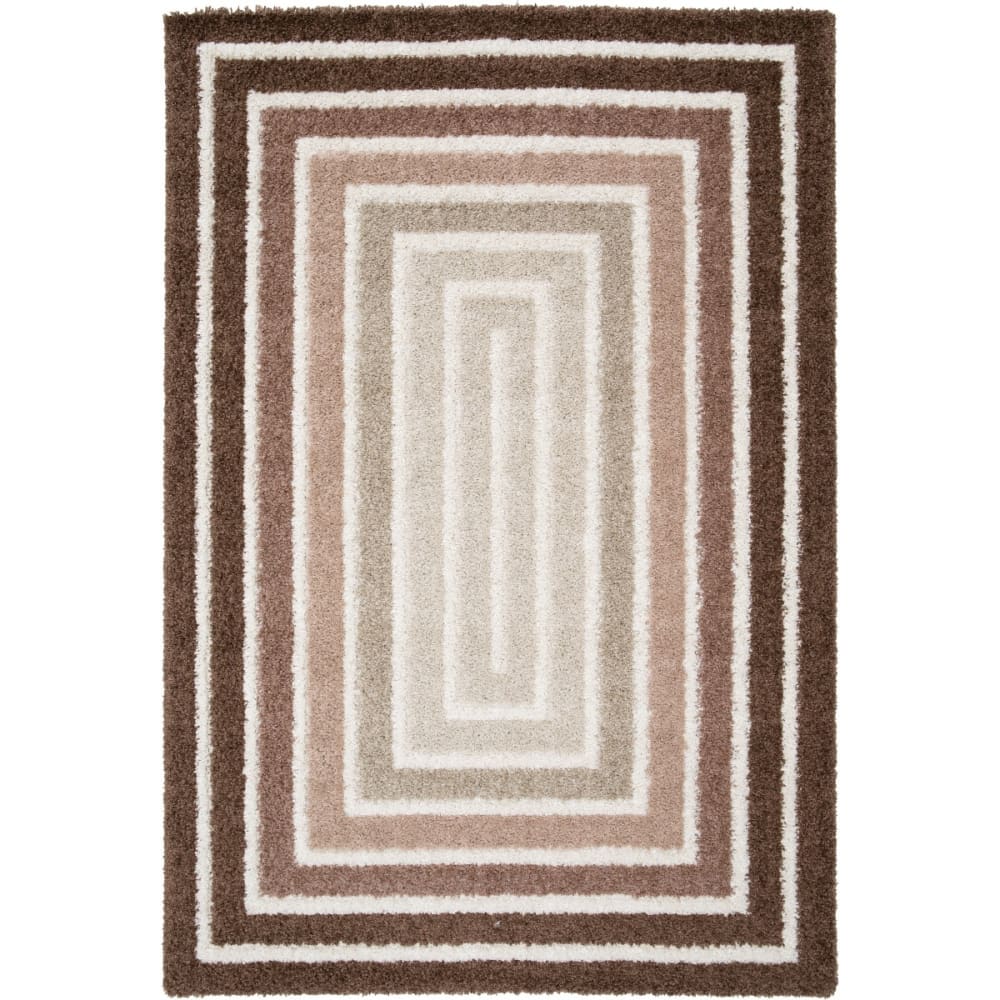 Tapis shaggy doux à motif géométrique marron beige 120x170
