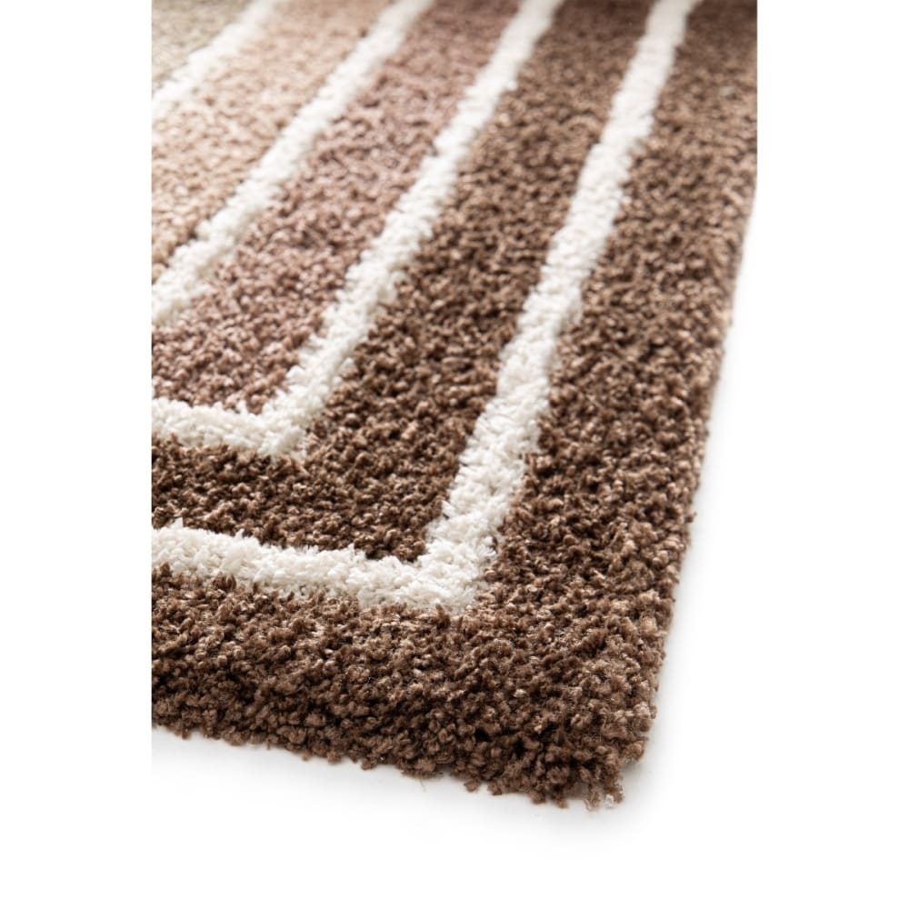 Tapis shaggy doux à motif géométrique marron beige 120x170 — vue 4