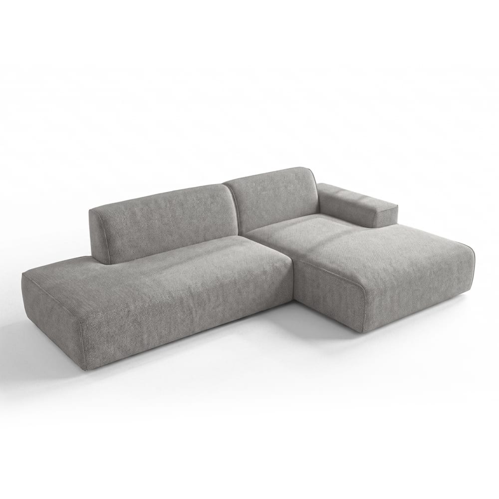Ax Living 3-Sitzer Ecksofa rechts aus Strukturstoff, Hellgrau - 288 cm style modern - -