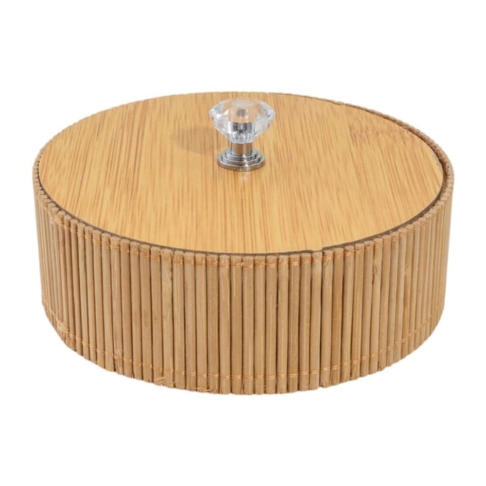 caja redonda de bambu 13x13x4 cm
