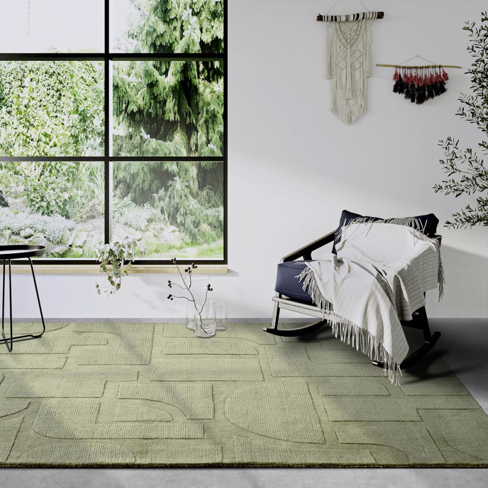 Wohnzimmerteppich 190 x 280 cm, handgewebte Wolle, geometrisches